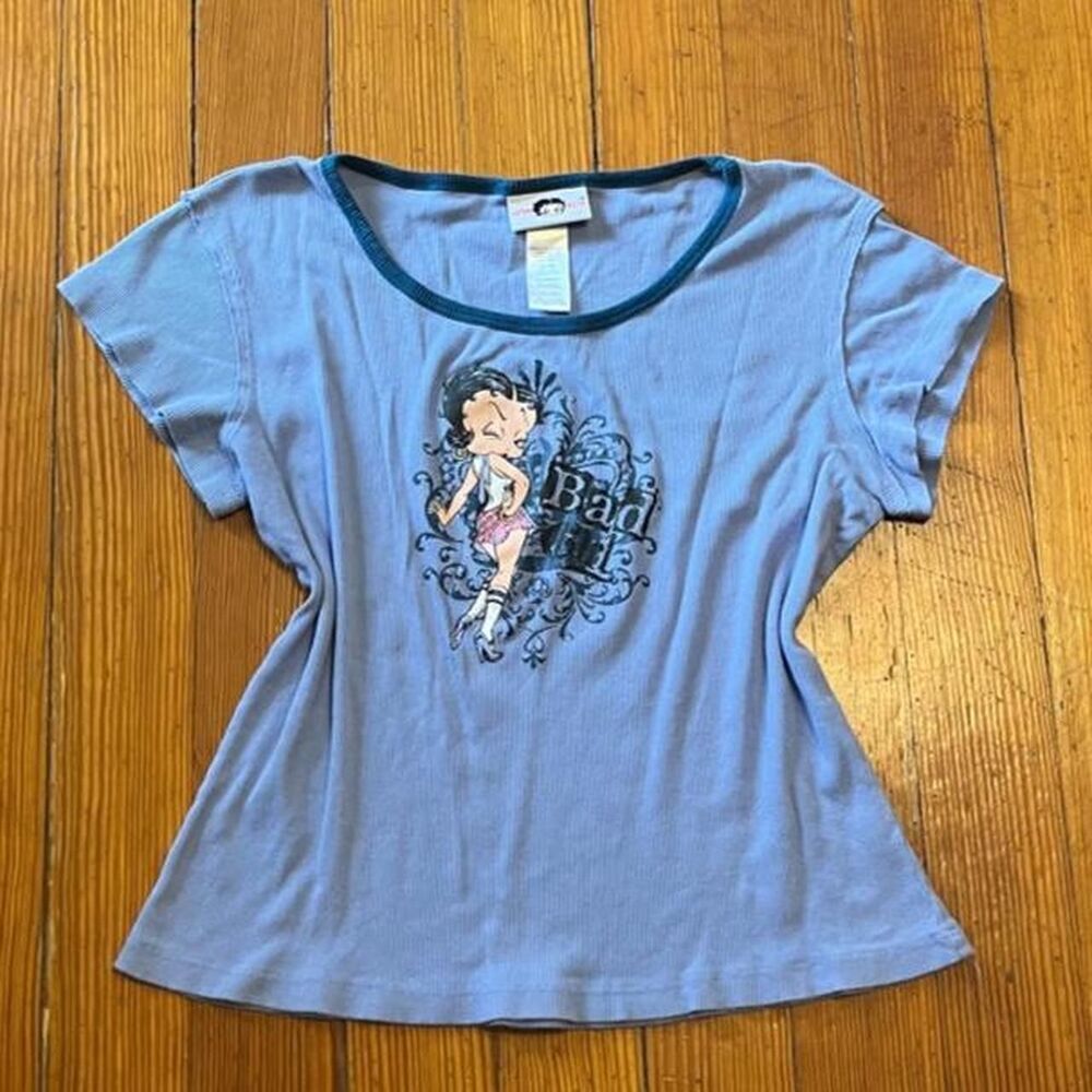 Betty-boop Women's Blue and Purple T-shirt